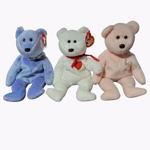 TY Beanie Babies Clubby II Valentino Cure Bear Plush Lot 3 Stuffed Animal Toys